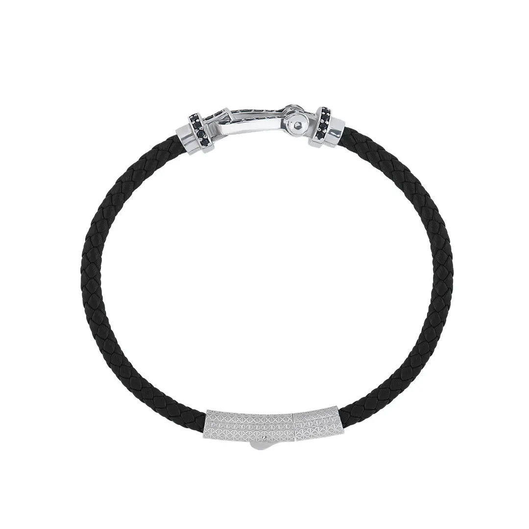 Pave Buckle Leather Bracelet in Gold