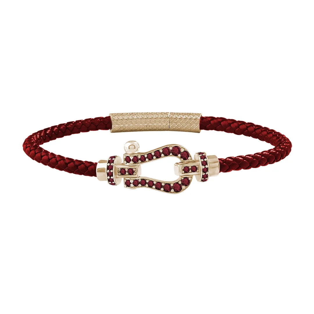 Pave Buckle Leather Bracelet in Gold