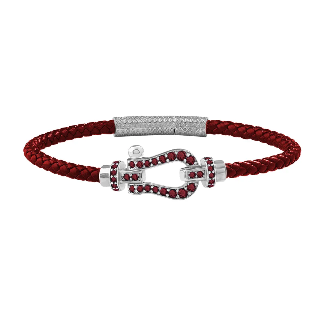 Pave Buckle Leather Bracelet in Gold