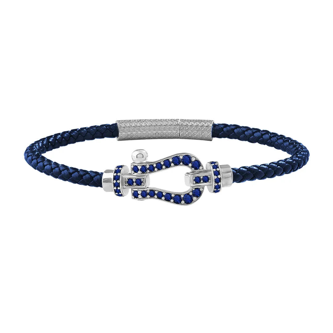 Pave Buckle Leather Bracelet in Gold