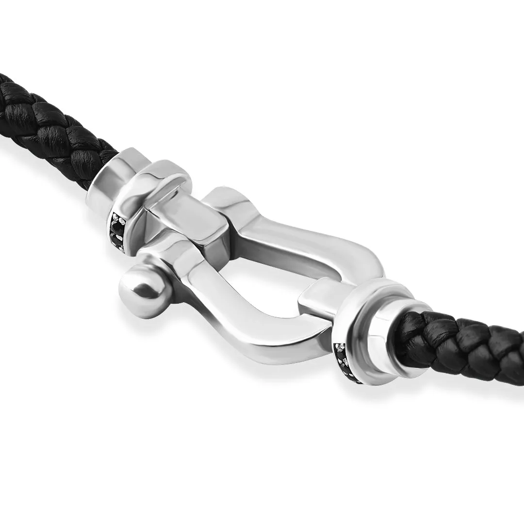 Pave Buckle Leather Bracelet in Gold