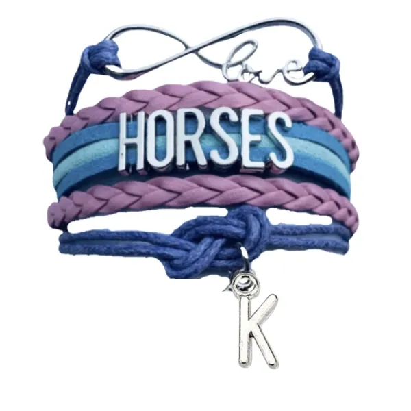Personalized Horse Letter Charm Bracelet - Pick Color