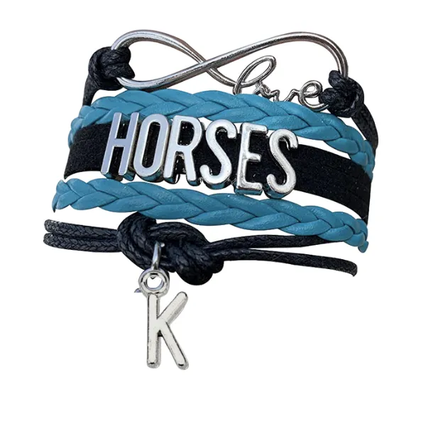 Personalized Horse Letter Charm Bracelet - Pick Color