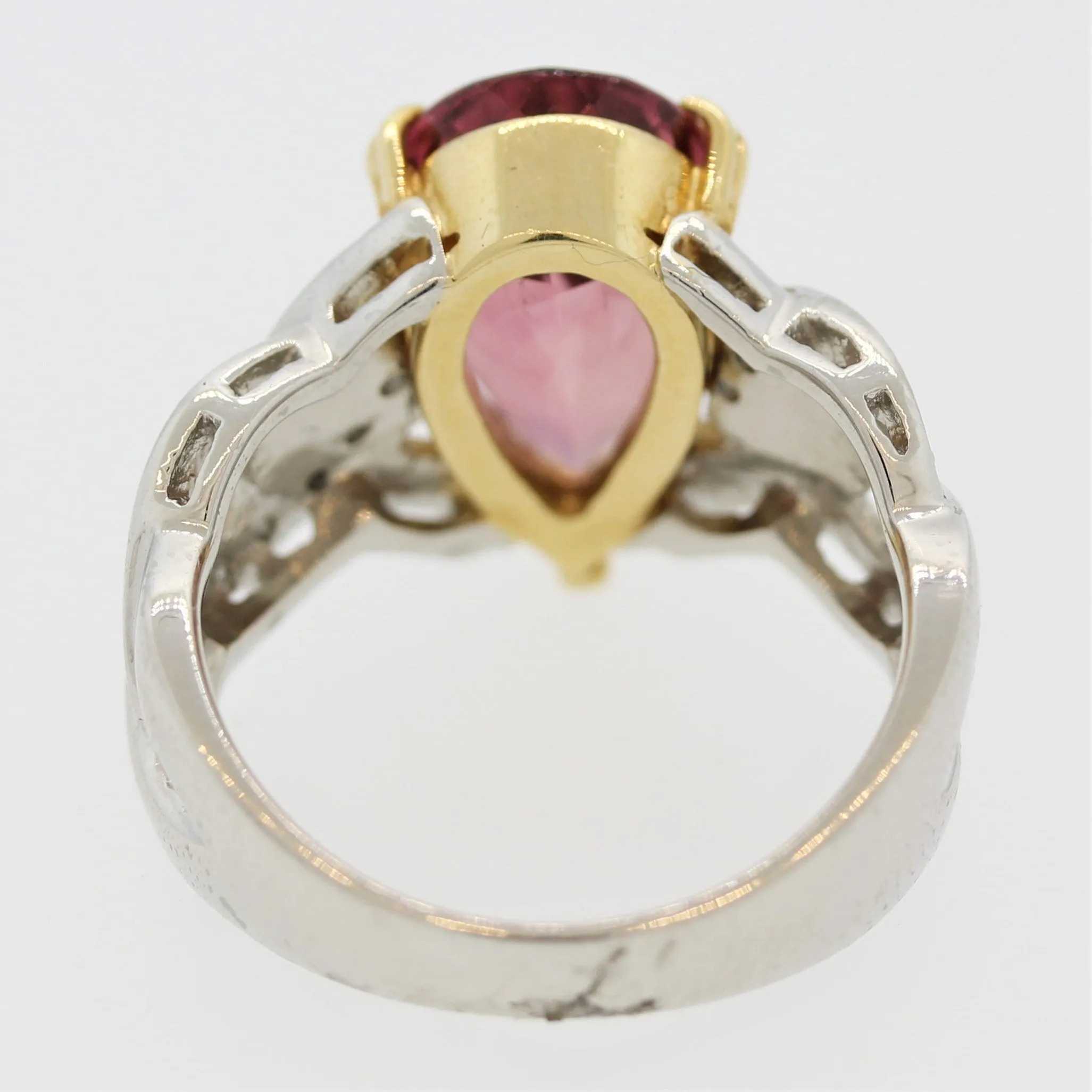 Pink Tourmaline Diamond Platinum & Gold Ring