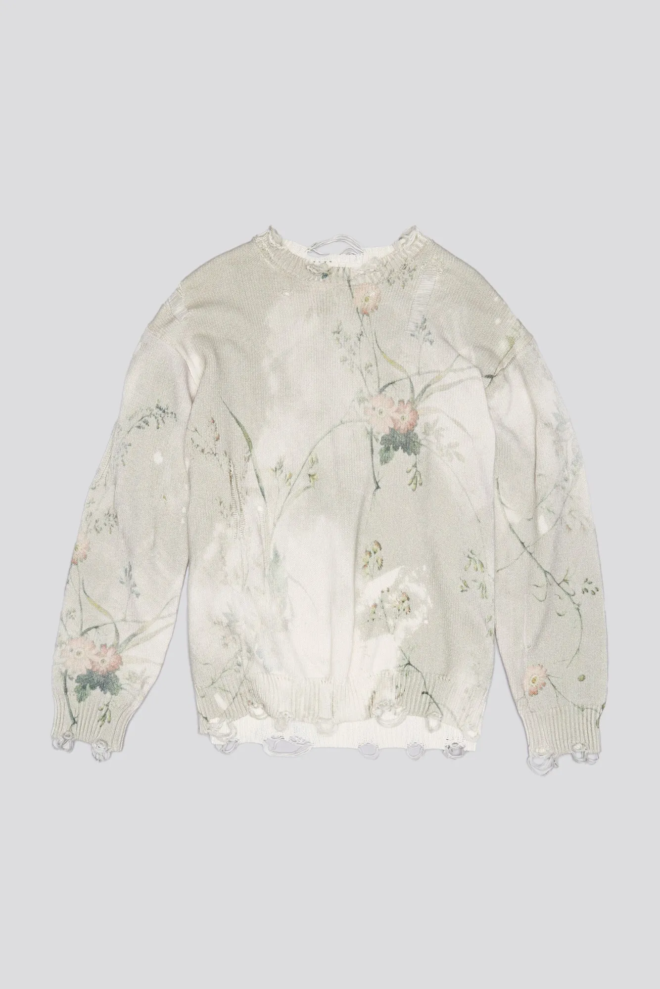 PRINTED BOYFRIEND SWEATER - BLEACHED CREAM FLORAL
