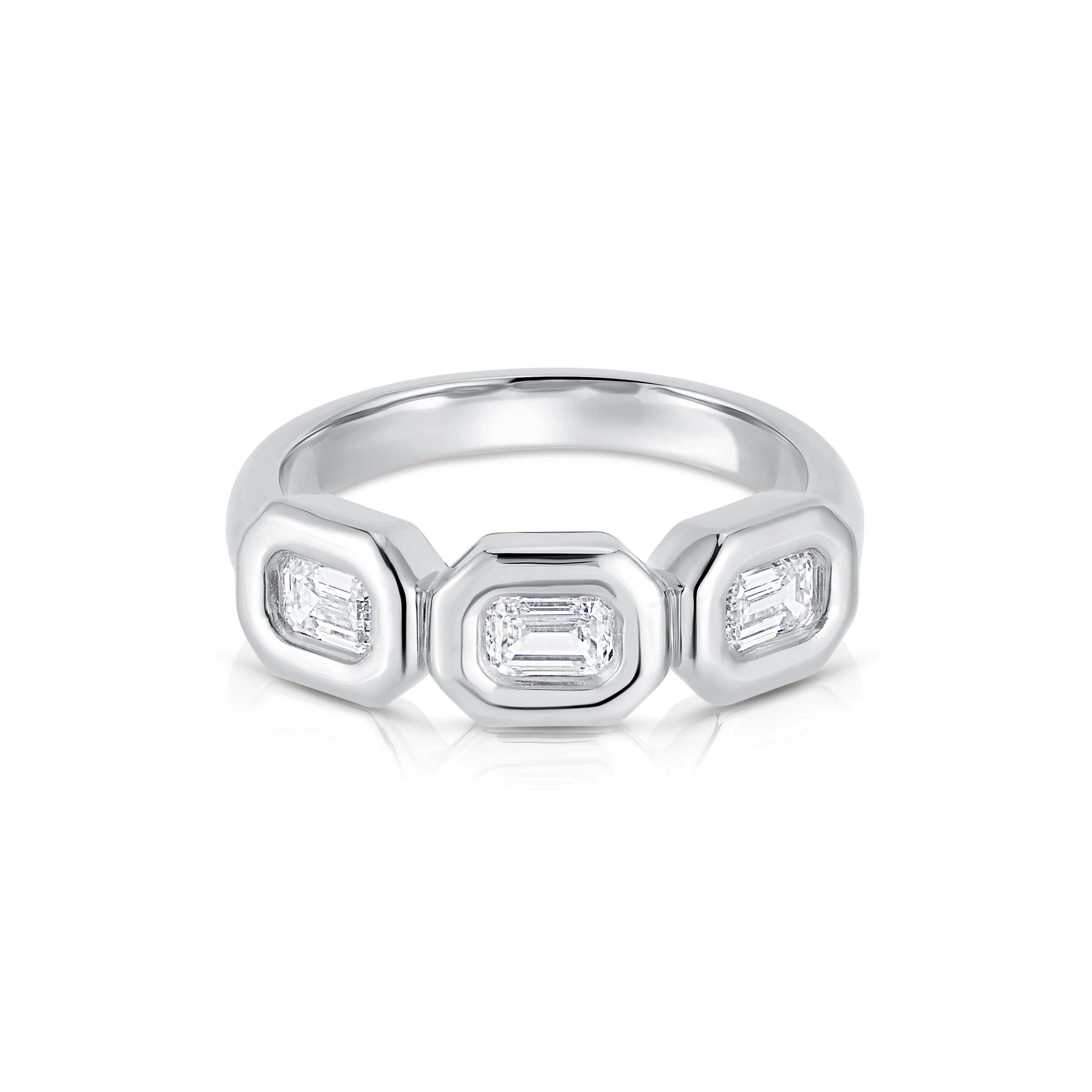 Puffy Trio Emerald Ring