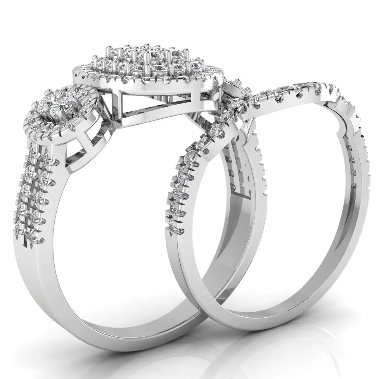 Regina Oval Cluster Natural Diamond Bride Set