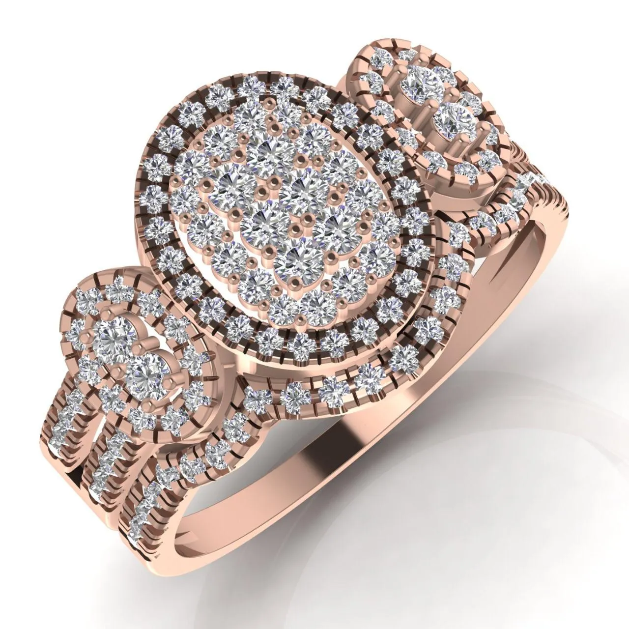 Regina Oval Cluster Natural Diamond Bride Set