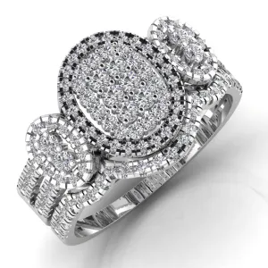 Regina Oval Cluster Natural Diamond Bride Set