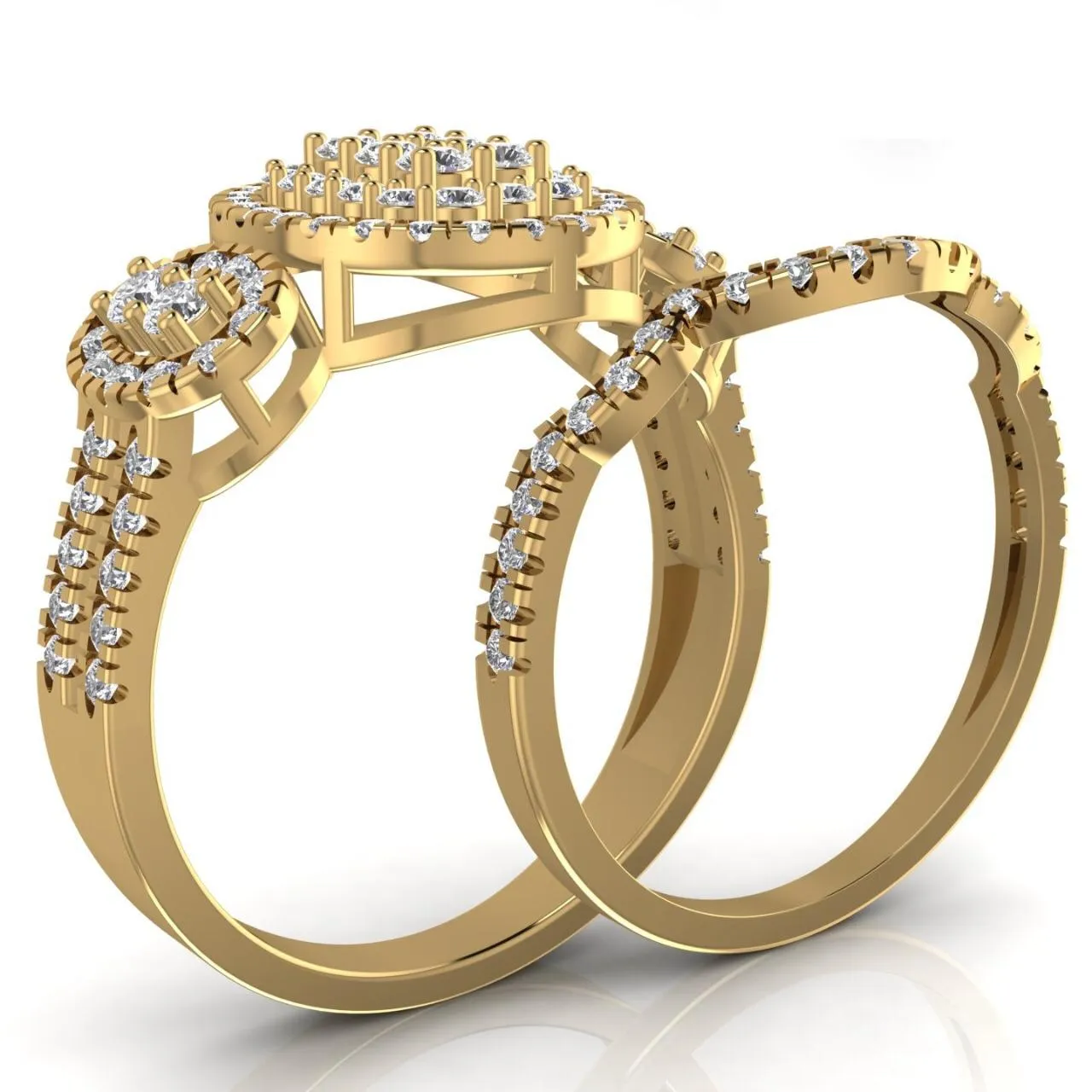 Regina Oval Cluster Natural Diamond Bride Set