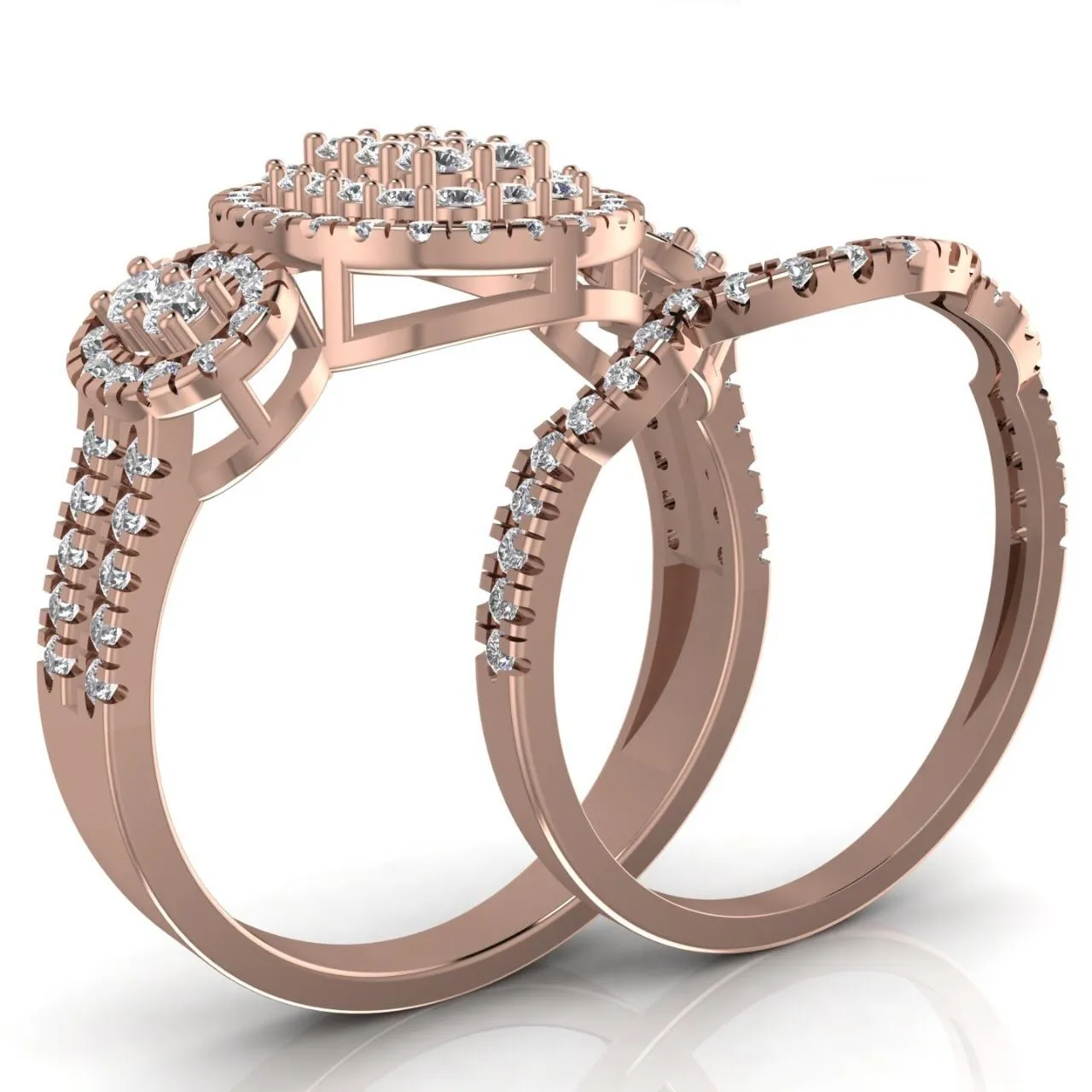 Regina Oval Cluster Natural Diamond Bride Set