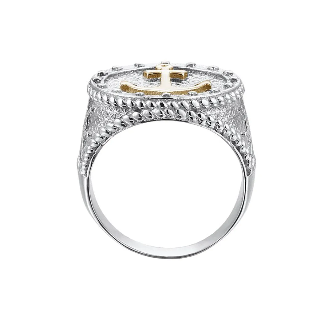 Sailor's Anchor Ring With Solid Gold