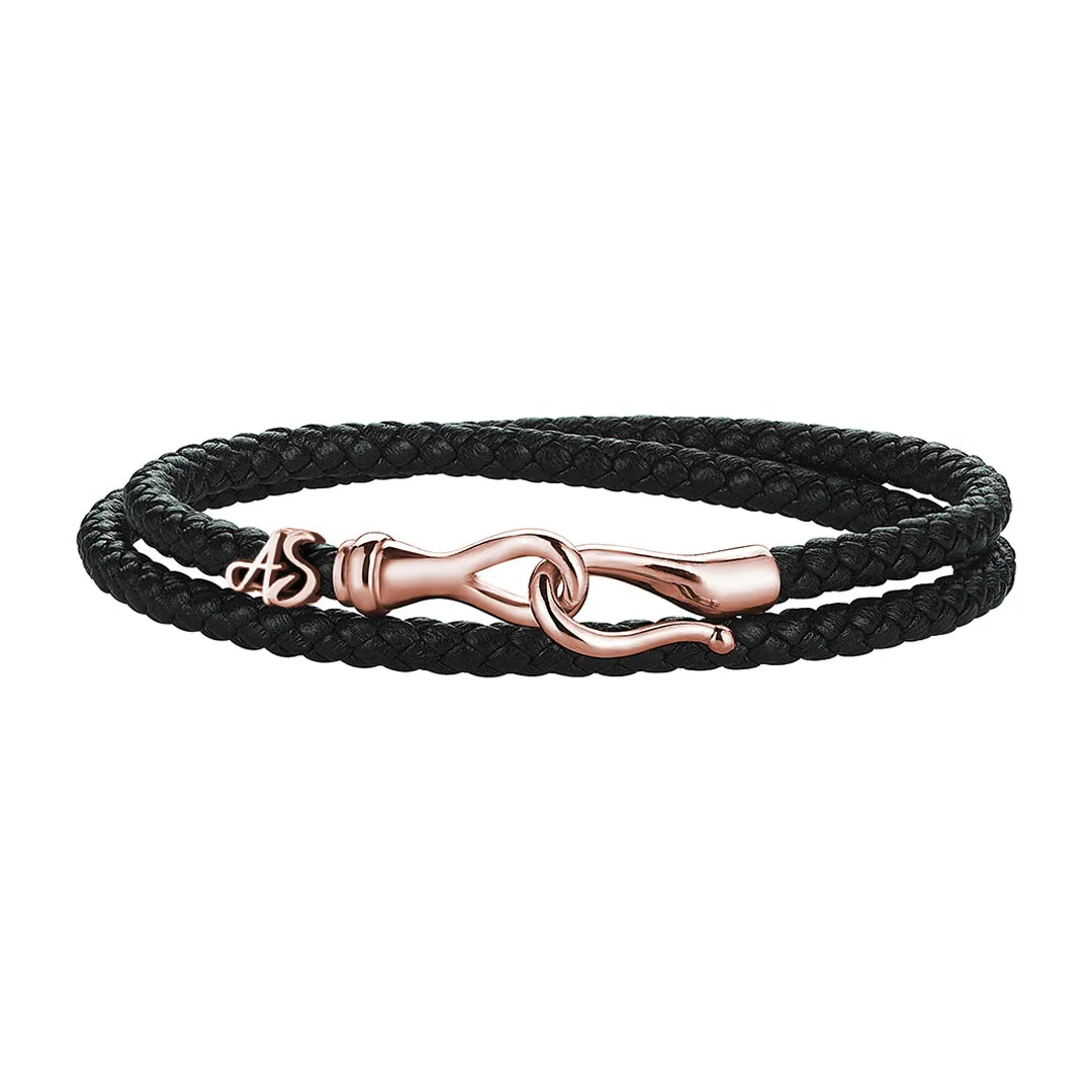 Statement Fish Hook Wrap Leather Bracelet in Gold