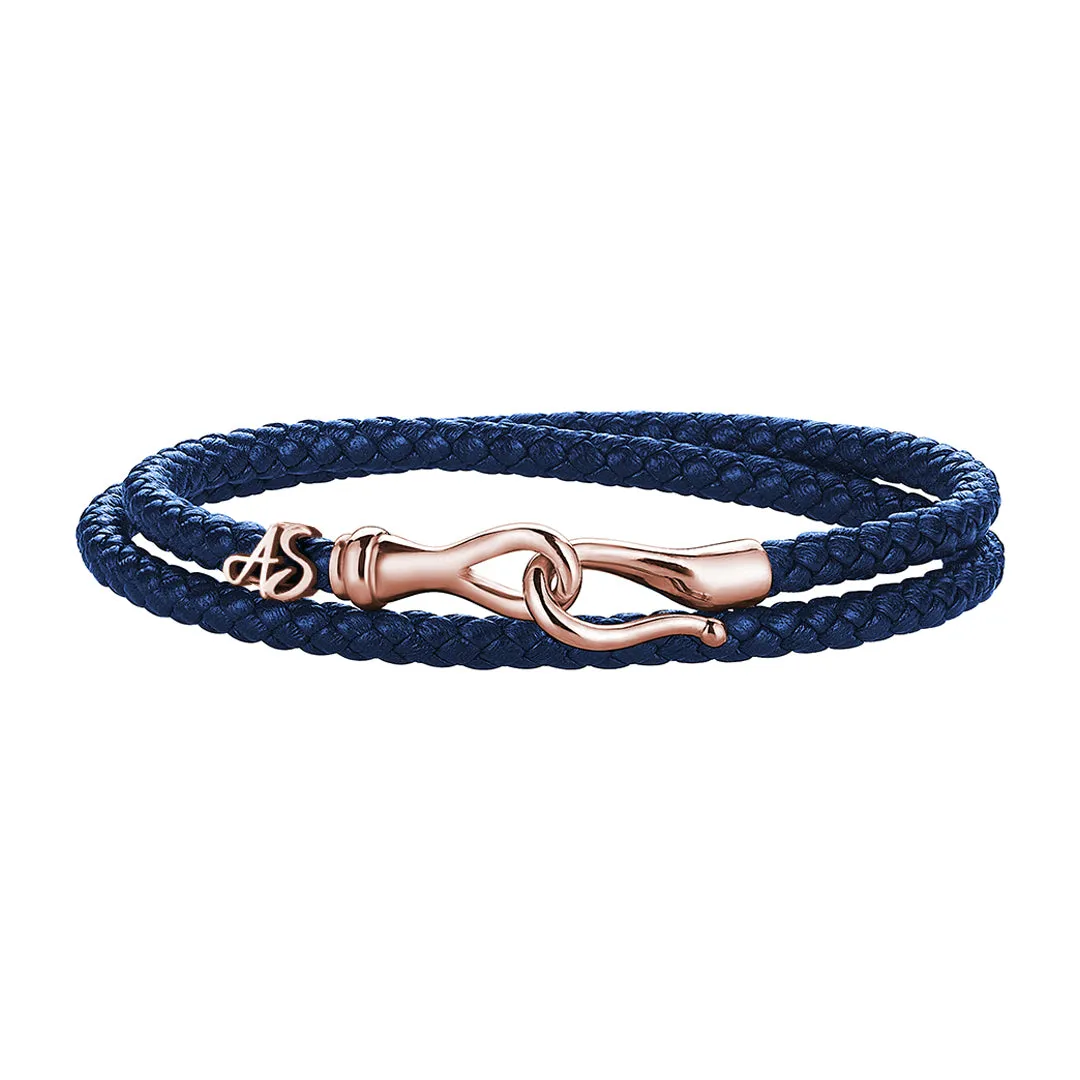 Statement Fish Hook Wrap Leather Bracelet in Gold