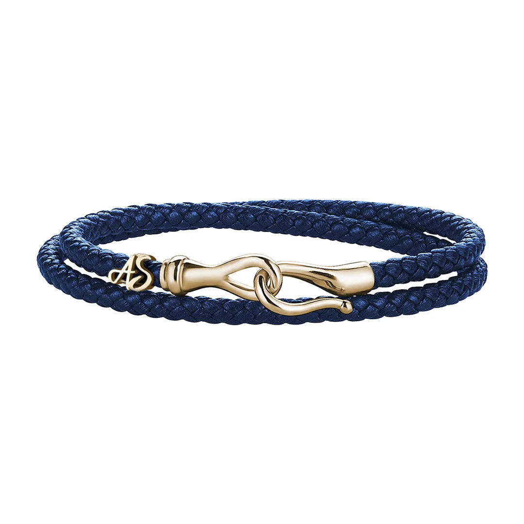 Statement Fish Hook Wrap Leather Bracelet in Gold