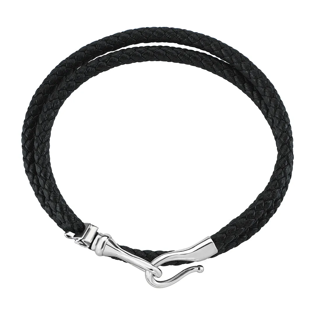 Statement Fish Hook Wrap Leather Bracelet in Gold