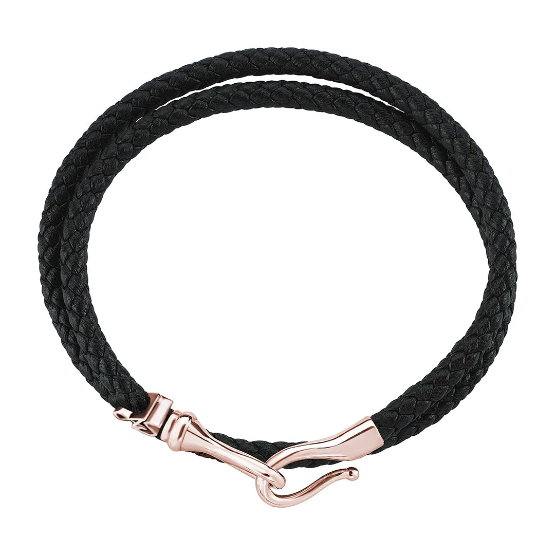 Statement Fish Hook Wrap Leather Bracelet in Gold