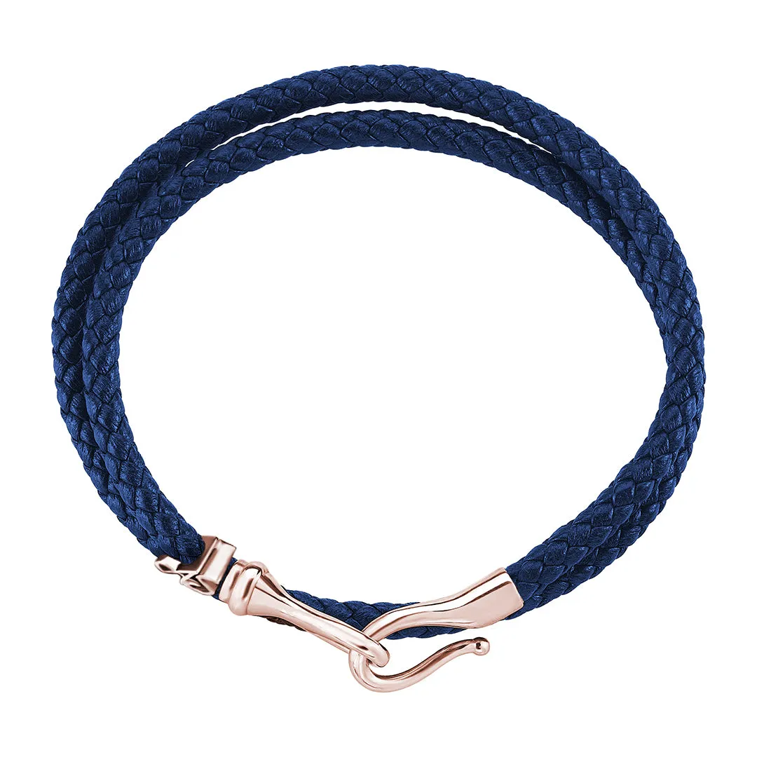 Statement Fish Hook Wrap Leather Bracelet in Gold