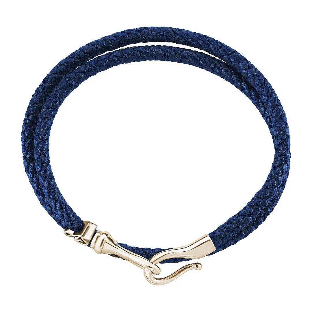 Statement Fish Hook Wrap Leather Bracelet in Gold