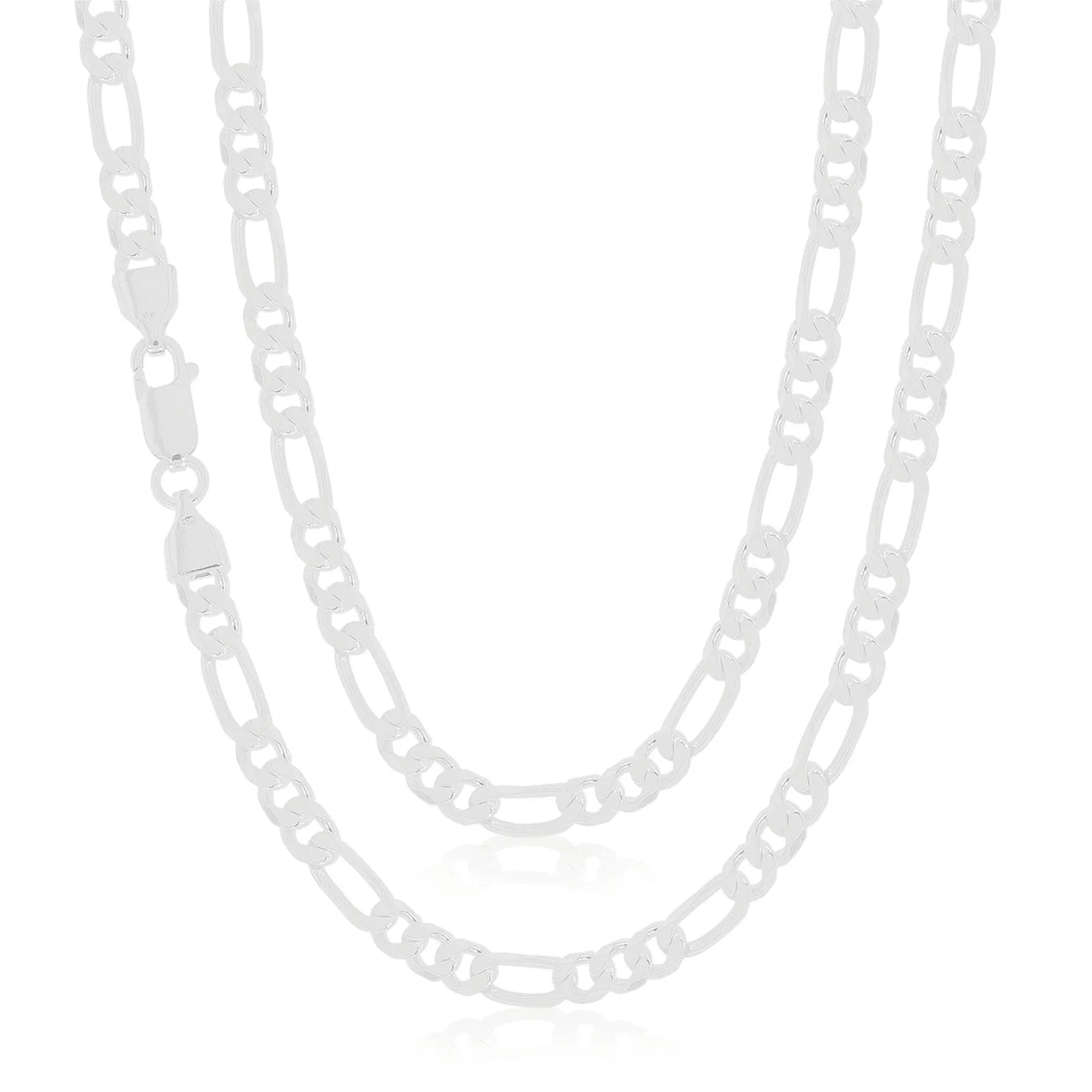 Sterling Silver 55cm Diamond Cut Bevelled 1:3 Figaro Chain