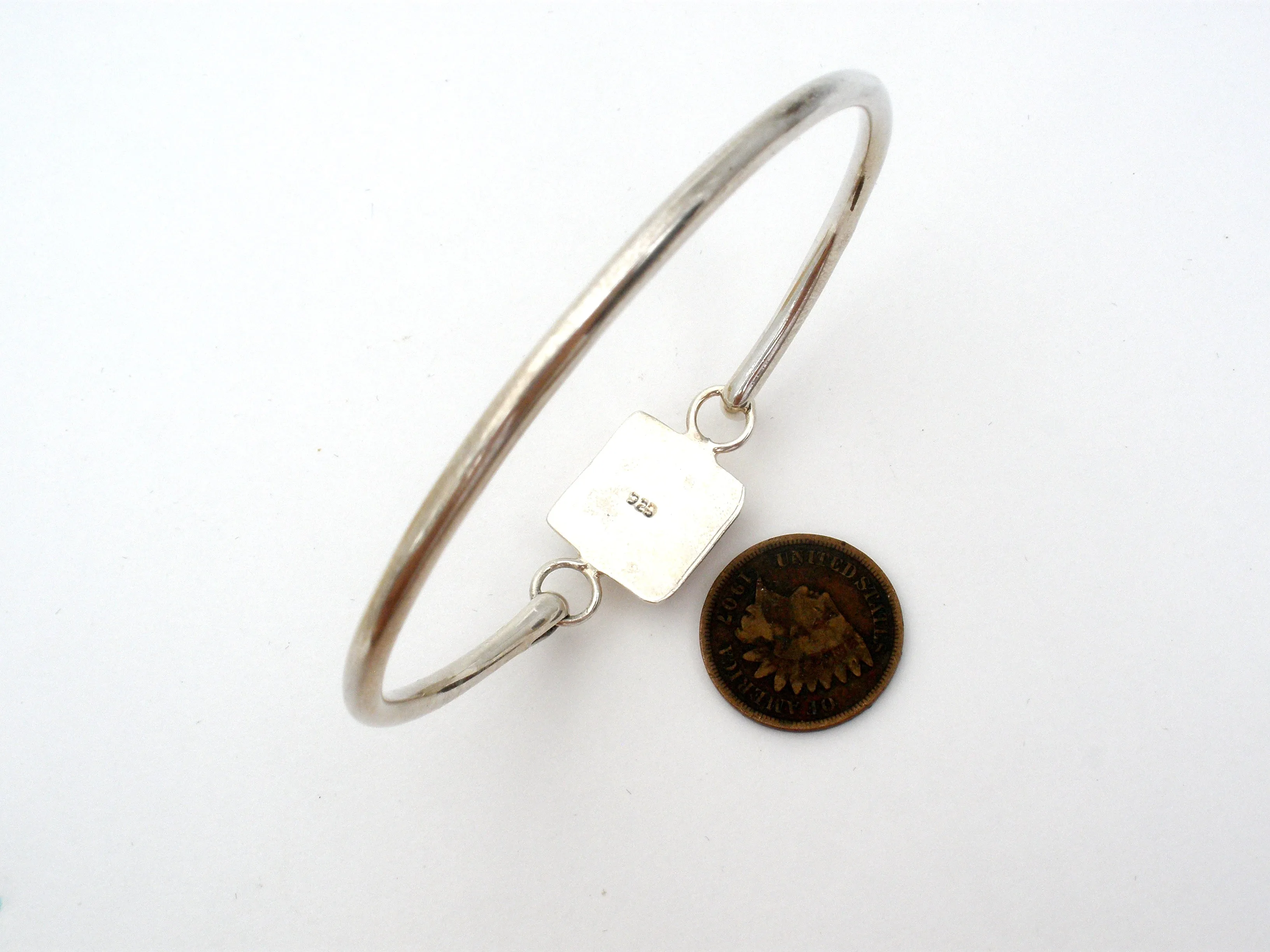 Sterling Silver Jasper Bangle Bracelet Vintage