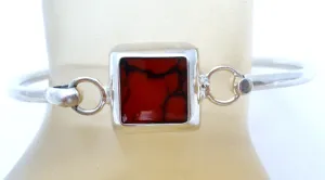 Sterling Silver Jasper Bangle Bracelet Vintage