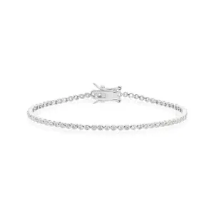 Sterling Sliver 19cm Cubic Zirconia Bezel Tennis Bracelet