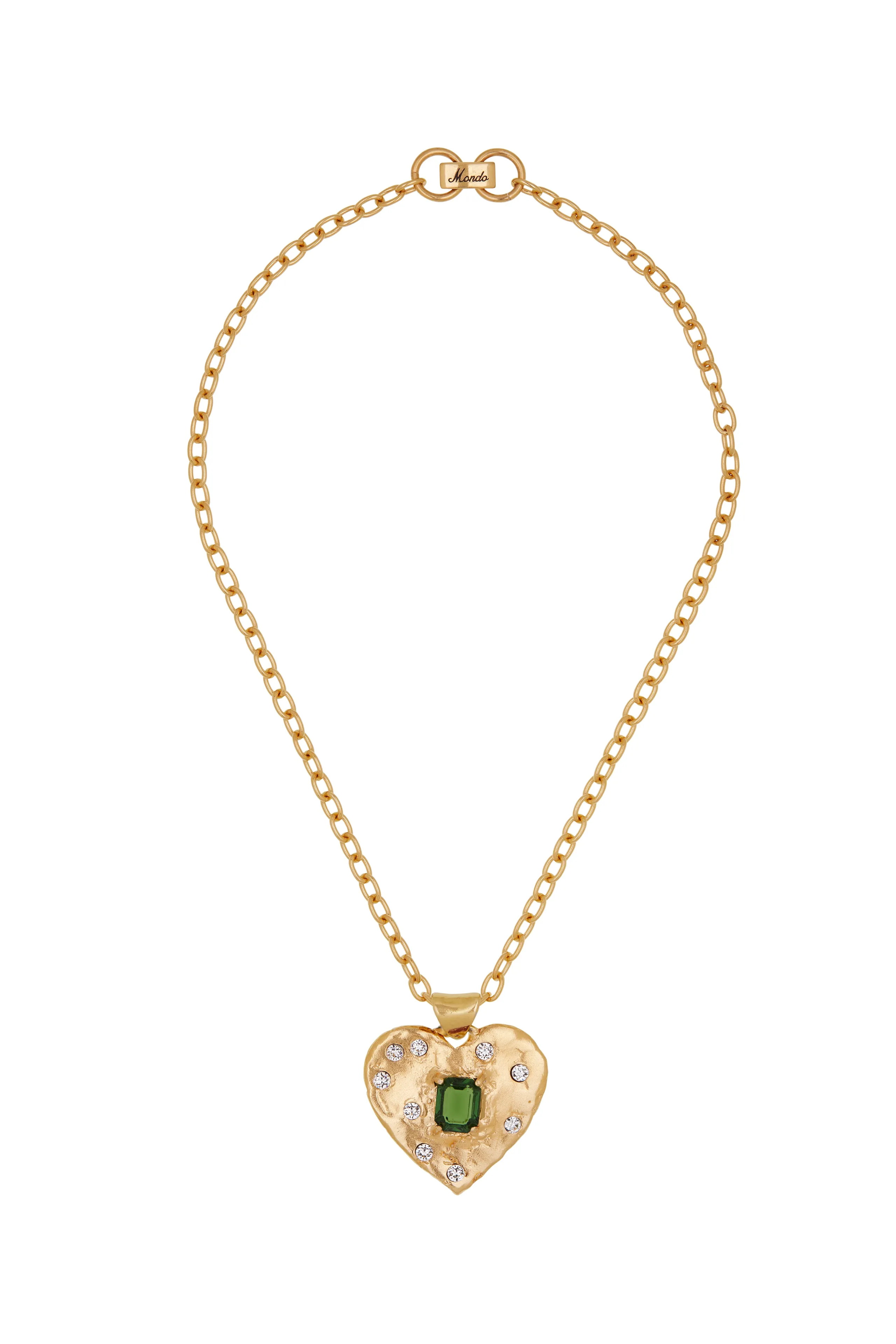Super Heart Necklace in Gold - Emerald