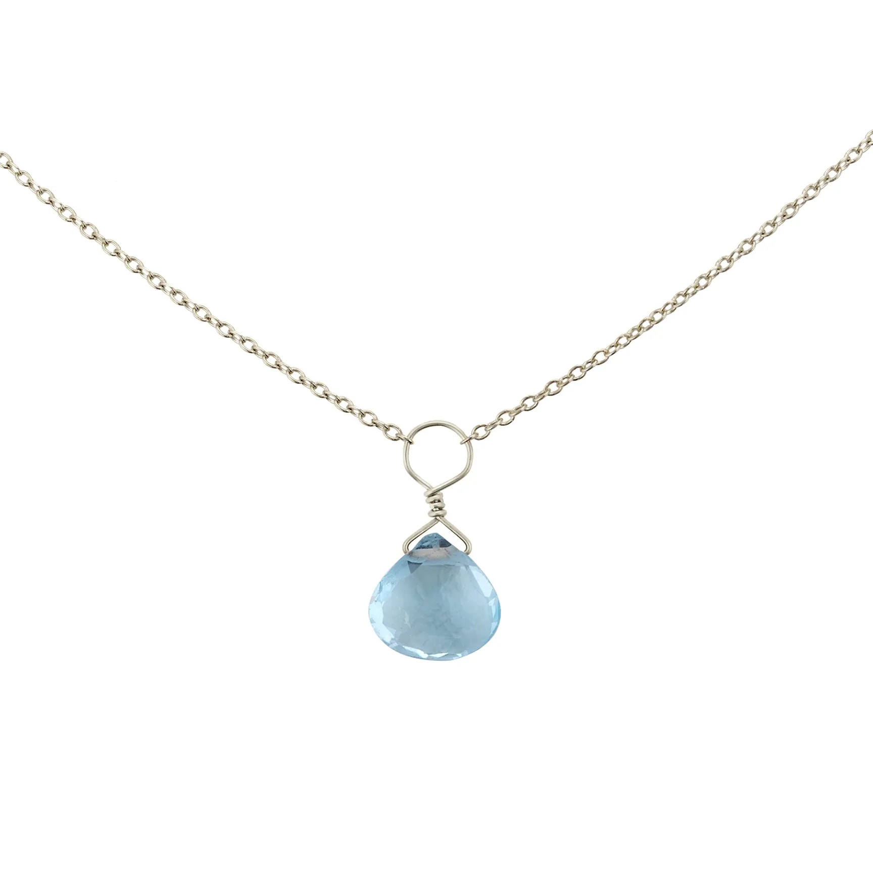 Tiny Blue Topaz Drop Necklace