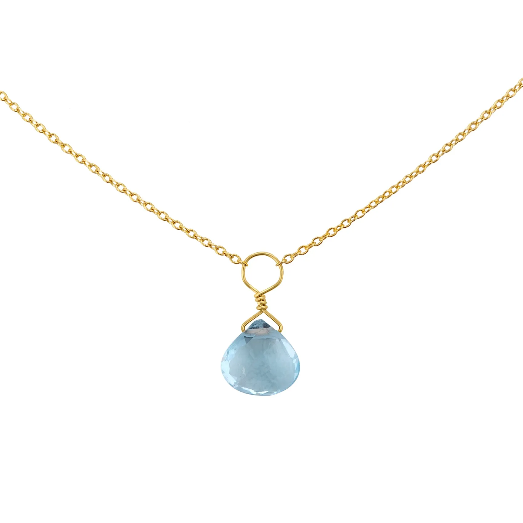 Tiny Blue Topaz Drop Necklace