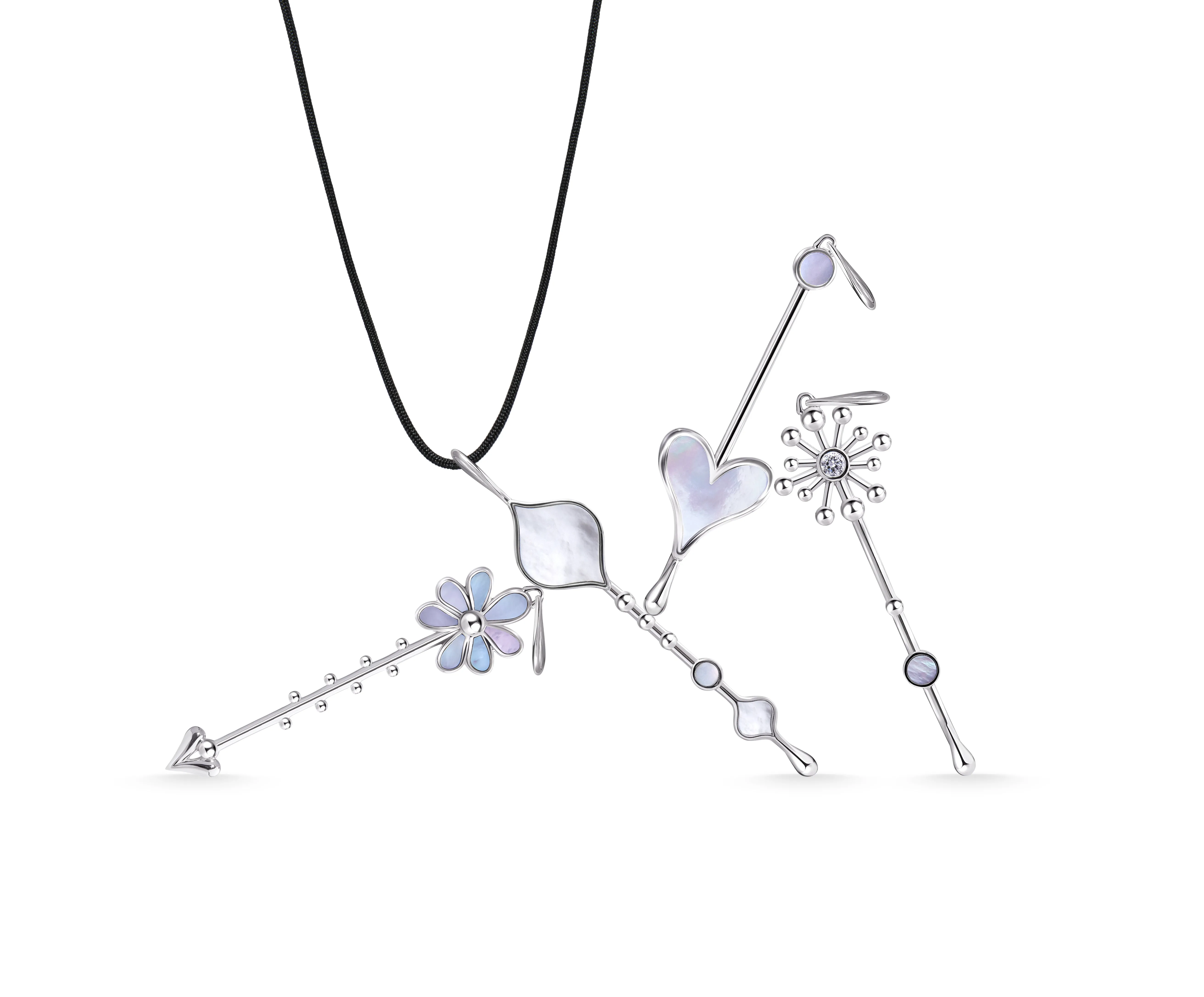 Unity Wand Pendant in Sterling Silver and Mother-of-Pearl