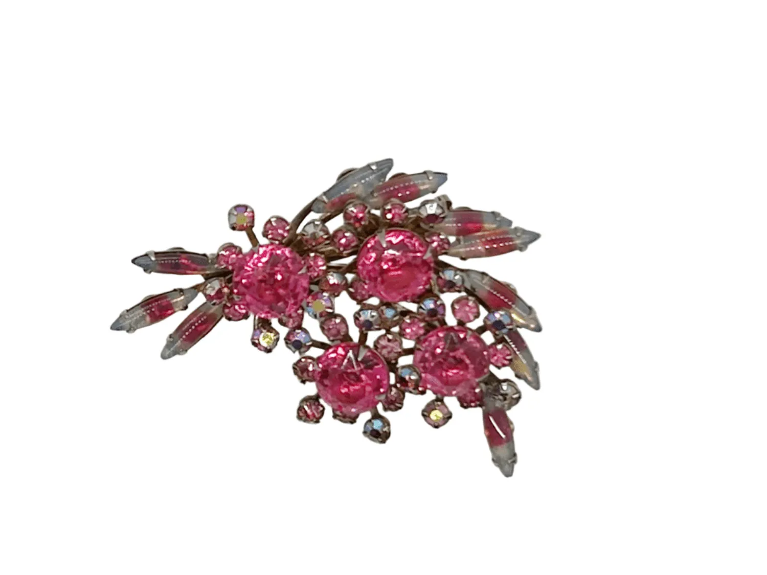 Vintage Pink Abstract Floral Layered Brooch