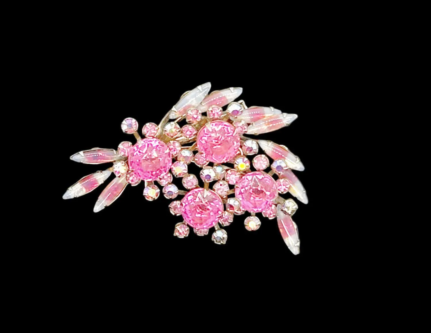 Vintage Pink Abstract Floral Layered Brooch