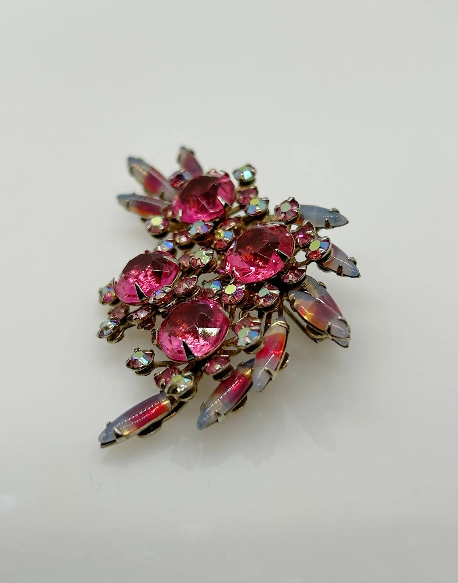 Vintage Pink Abstract Floral Layered Brooch