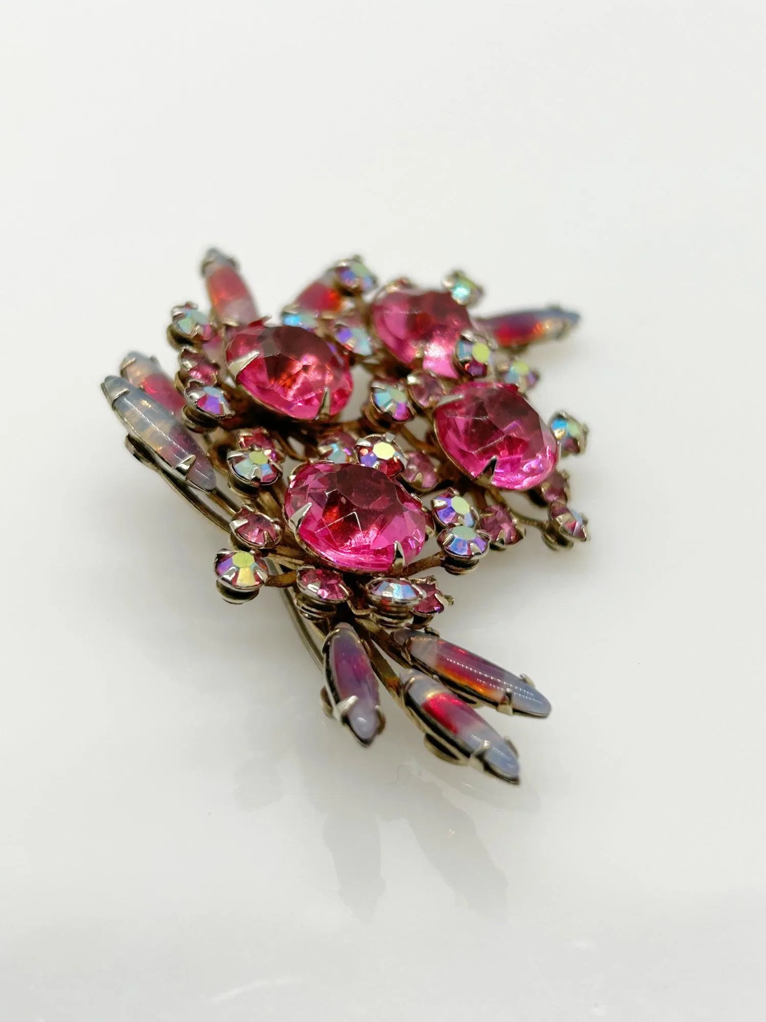 Vintage Pink Abstract Floral Layered Brooch