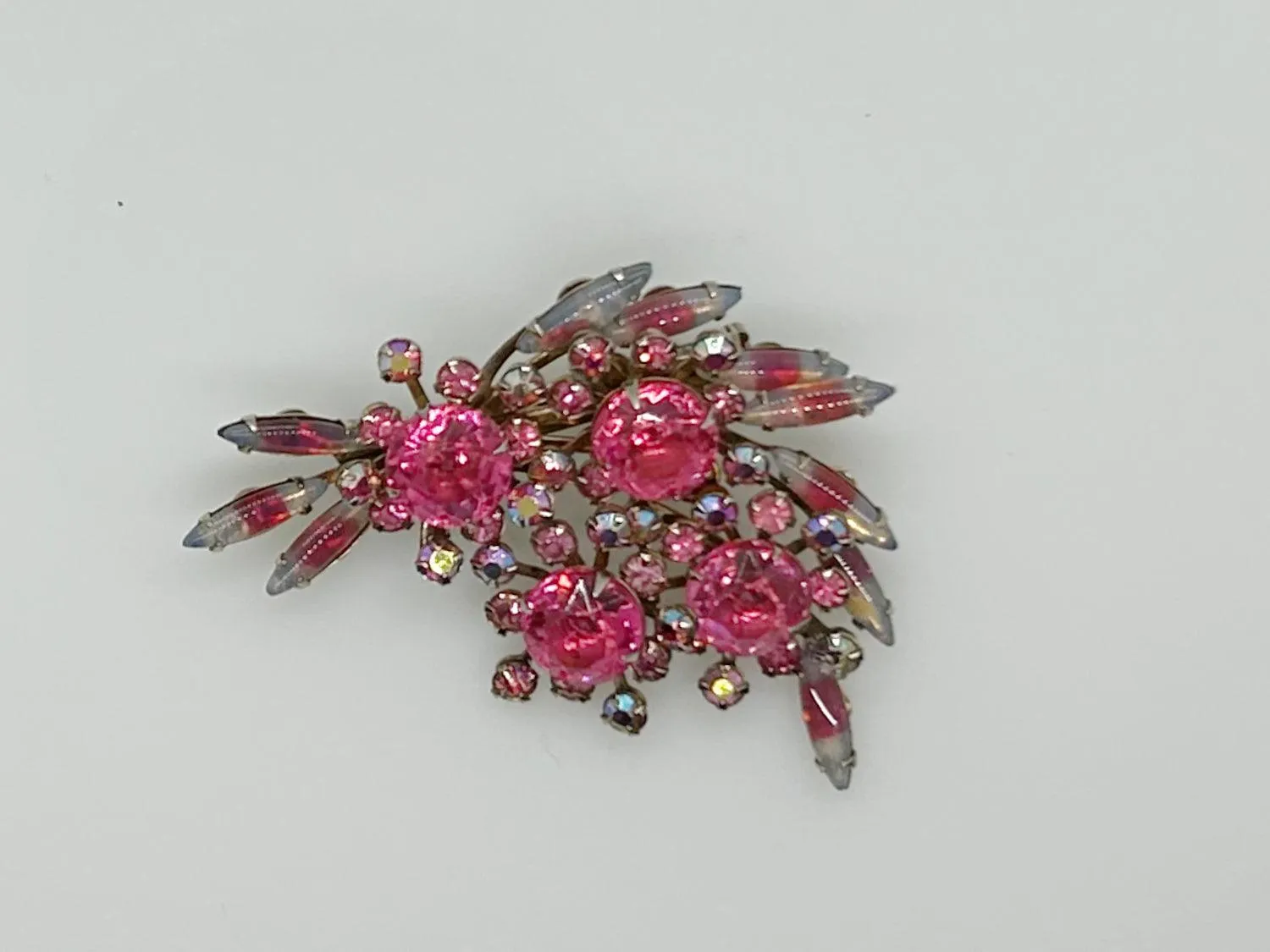 Vintage Pink Abstract Floral Layered Brooch