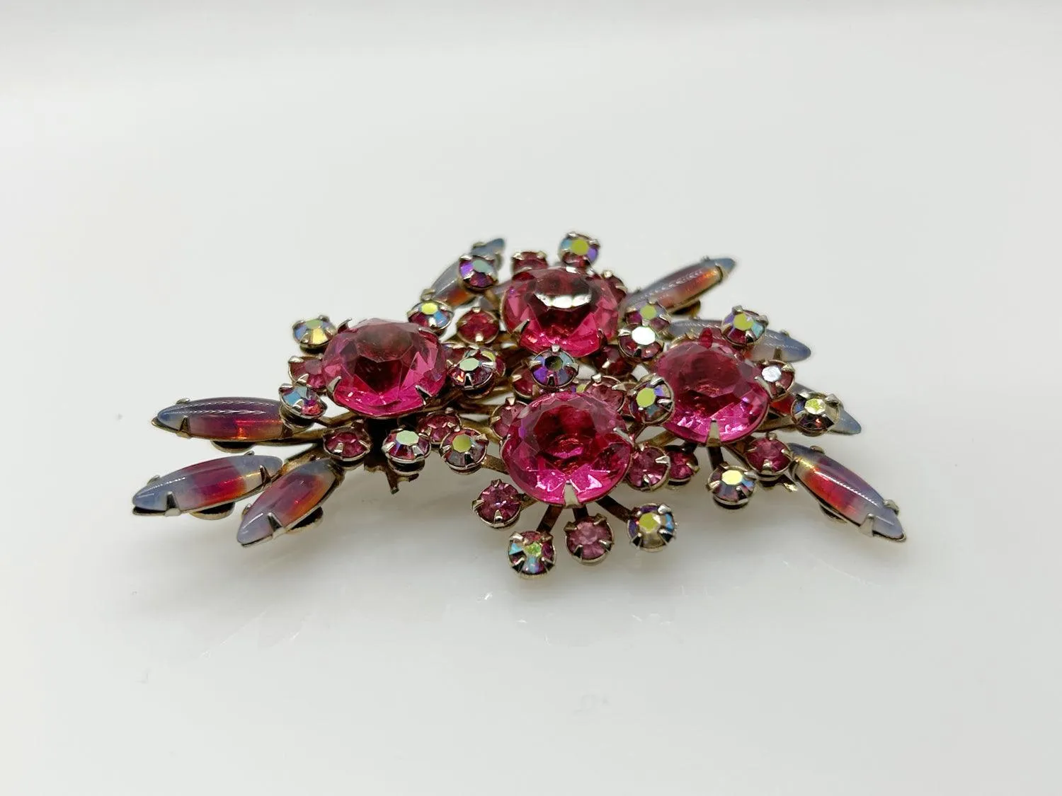 Vintage Pink Abstract Floral Layered Brooch