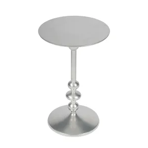 Zora Iron Pedestal Side Table in Silver  9340220
